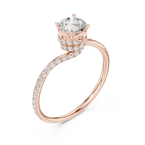 แหวนแต่งงานเพชรทรงกลม 14K โรสโกลด์ เพชรเพาะเลี้ยงสำหรับผู้หญิง เพชรเพาะเลี้ยงใหม่ - Product Image 4