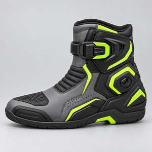 Botas Cortas para Motocicleta, Zapatos de Cuero Resistentes para Motociclismo con Paneles Reforzados, Suela Duradera y Ajuste Cómodo - Product Image 3