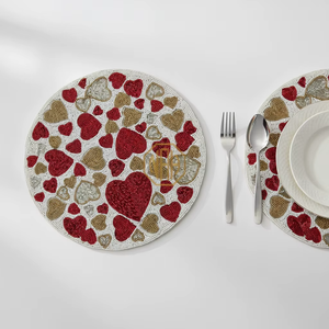 Napperon rond perlé motif sapin de Noël vert pour dîner de Noël, table de fête et décoration intérieure - Product Image 6