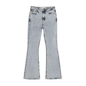 Pantalones vaqueros de mujer de pierna ancha de color liso, a la moda, informales, transpirables, precio económico, al por mayor desde Pakistán - Product Image 1