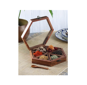 Caja de Madera para Almacenamiento de Hierbas y Especias Estilo Rústico, Organizador de Especias y Aceites Esenciales, Nuevo Estilo, Estante de Madera para Especias de Cocina y Hogar - Product Image 1