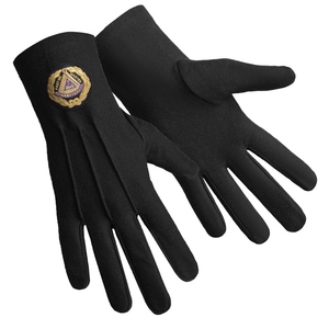 Gants de cérémonie en coton pur Past Grand Master Blue Lodge avec patch noir, personnalisables, vente en gros - Product Image 2