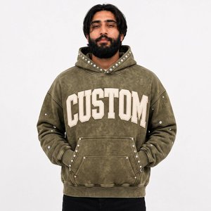 Proveedor Mayorista de Sudaderas Personalizadas para Hombre, Producción de Ropa Urbana con Pedrería para Compradores Minoristas en EE. UU. - Product Image 6