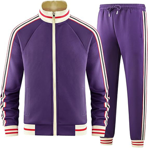 Conjunto Deportivo Morado, Chaqueta con Cierre Completo, Pantalones a Juego, Bolsillos Laterales, Cintura Elástica, Estilo Deportivo, Ropa de Otoño - Product Image 1