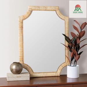 Natural Rattan 27 3/4" x 38" Rectangular Wall <b>Mirror</b>.Natural finish over rattan frame. Non-beveled glass. - Product Image 6