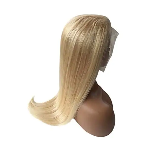 Blonde Full Head Lace Closure Human Hair Wig Natural Straight Texture 613 Wigs 100% Unprocessed Virgin Hair By Oriental Hairs