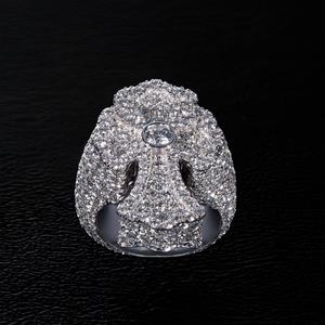 Anillo de cóctel de lujo AMBER JEWELS, plata 925 con baño de rodio, moissanita de corte brillante, engaste pavé, patrón numérico, unisex, clásico - Product Image 2