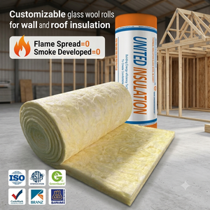 <span class=keywords><strong>Laine</strong></span> <span class=keywords><strong>de</strong></span> <span class=keywords><strong>verre</strong></span> en rouleau insonorisante personnalisée 12kg/m³ <span class=keywords><strong>200mm</strong></span> pour toiture et murs – Isolation en fibre <span class=keywords><strong>de</strong></span> <span class=keywords><strong>verre</strong></span> en gros à coût réduit - Product Image 1