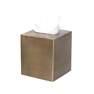 Boîte à mouchoirs rectangulaire élégante en métal doré, porte-serviettes décoratif fait main et distributeur, accessoires pour salle de bain et bureau - Product Image 4