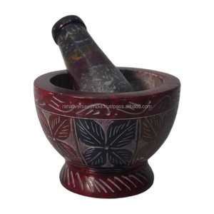 Ensemble moteur et pilon en stéatite de qualité supérieure de meilleure qualité avec sculpture à la main pour le broyeur de graines de légumineuses de médecine d'épices - Product Image 1