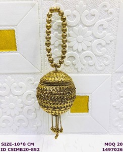 Craftstages International Handmade Luxury Satin Potli <b>Clutch</b> Bag Women | Bridal <b>Wedding</b> Evening Purse Pearl Decoration | - Product Image 2