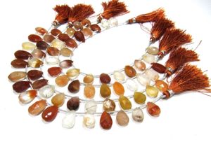 Perles de quartz rutilé en cuivre naturel authentique, forme poire, 16 mm, perles briolette, brin de 8 pouces - Product Image 5