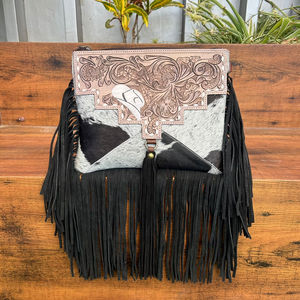 Fashionable Women's Hand Tooled Leather Crossbody Bag High Quality Genuine Leather Shoulder Bag Luxury Designer <b>Handbags</b> - Product Image 4