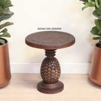 Table basse pliante en bois portable |   Meubles de salon contemporains en bois massif sculpté à la main en forme d'ananas, style rustique