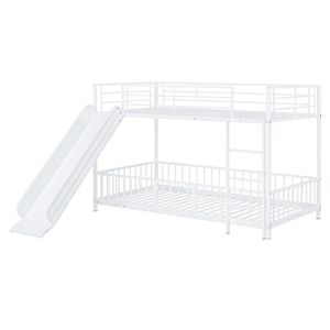 Lit superposé en métal blanc pour enfants, taille double, avec glissière et barrières de sécurité - Product Image 4