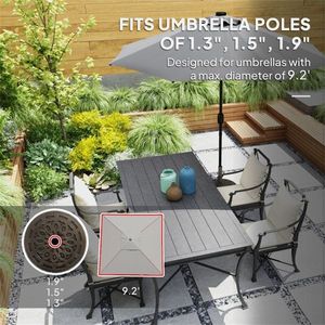 Base per Ombrellone Quadrato da Giardino in Acciaio Inossidabile per Patio, Ristorante, Hotel, Spiaggia, Piscina, Raggio 3m, Struttura in Acciaio - Product Image 4