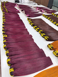 ¡Más Vendido! Extensiones de Cabello Humano Virgen Vietnamita de Doble Trama, Color Borgoña, Liso Natural, en Paquetes - Product Image 4