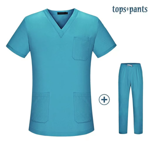 Conjuntos de uniformes médicos de manga corta para mujer, de colores sólidos, con cuello en V, de poliéster y elastano tejido, personalizados, de alta calidad, con detección de agujas - Product Image 6