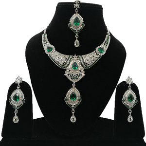 Vintage Style Platinum Plated Crystal Zircon Alloy Jewelry Set Necklace Earrings Headpiece Women Engagement Wedding Anniversary - Product Image 1