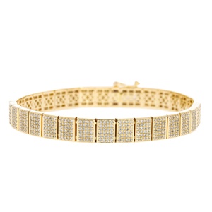 Premium Radiant 14K Gold Rhodium Plated Tennis Style Symmetrical Natural Brilliant Cut Diamond Classic Modern Twist <b>Bangles</b> - Product Image 1