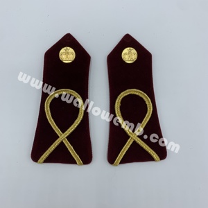 Custom Maroon Shoulder Boards for Morocco Inspired Uniforms Embroidered Alpha Pattern Rank Insignia Epaulettes - Product Image 6