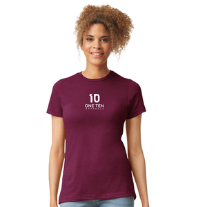 Camiseta de Algodón Color Granate para Mujer, Cuello Redondo, Manga Corta, Lisa, Suave, Transpirable, Básica, Ligera y Cómoda para el Verano - Product Image 1