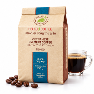 Café moulu vietnamien Hello5 Mondo pour infusion à froid, mélange 100% Arabica et Robusta pur, adapté pour la préparation à froid, provenant de l'usine du Vietnam. - Product Image 1