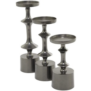 <b>Candlestick</b> Holder Set of 3 with <b>Silver</b> Finish Home Decoration Durable Metal Design - Product Image 1