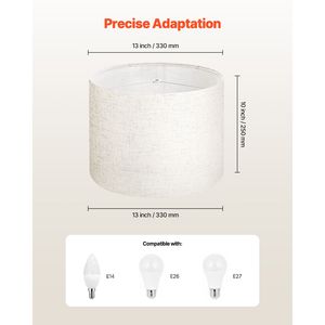 Pantalla de Lino para Lámpara de Tambor Mediana, Paquete de 2, 13 Pulgadas de Diámetro Superior x 13 Pulgadas de Diámetro Inferior x 10 Pulgadas de Altura, Pantalla de Repuesto para Lámparas de Mesa - Product Image 4
