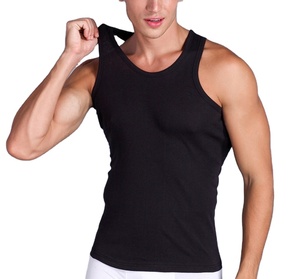 OEM Custom Logo Rib Sleeveless 100% Cotton <b>Singlet</b> <b>Mens</b> Blank Solid Vest <b>Men</b> Fitness Tank Top Workout Gym Shirt Digital Printing - Product Image 1