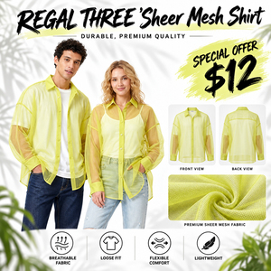Camisas de malla transparente para hombre y mujer, camisas transparentes con cuello vuelto y botonadura sencilla, camisa transparente ligera de secado rápido - Product Image 1