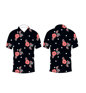 Polo à manches courtes pour homme, imprimé floral noir rubis, décontracté, été, botanique, golf, plage, vacances, tenue de resort, vêtement de mode - Product Image 3