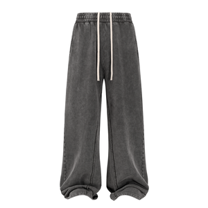 Mens Vintage Washed Wide Leg Sweatpants Relaxed Fit Jogger Pants Heavyweight Cotton Streetwear Trousers OEM ODM - Product Image 2