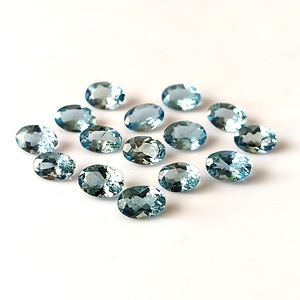 Gemas de Aguamarina y Zafiro Azul Natural Santa María, Certificadas Internacionalmente, Calibradas, Corte Ovalado de 6x4 mm, 5.55 Quilates, Facetadas, 15 para - Product Image 1