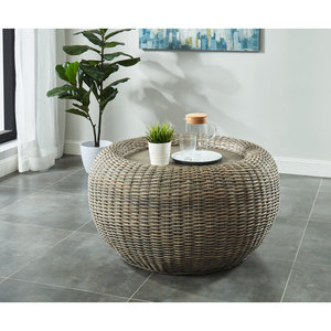 Mesa de centro de madera maciza de diseño costero minimalista - Product Image 1