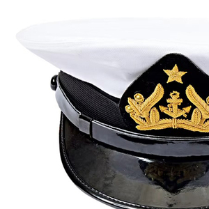 OEM Customized <b>Plain</b> Checked Peak <b>Cap</b> White/Black 100% Wool Fabric Silver Bullion Visor Badge High Quality Unisex Outdoor Daily - Product Image 6