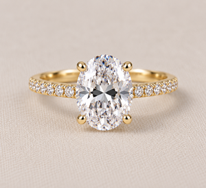 Oval Moissanite Engagement <b>Ring</b> Gold Plated Pave <b>Set</b> Claw Band Wedding Anniversary Jewelry <b>for</b> <b>Women</b> - Product Image 3