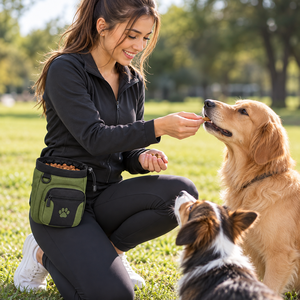 Sac de dressage portable pour chiens avec poche zippée, cordon de serrage réglable, porte-collations pour animaux de compagnie pour la promenade, la formation et l'utilisation en extérieur - Product Image 2