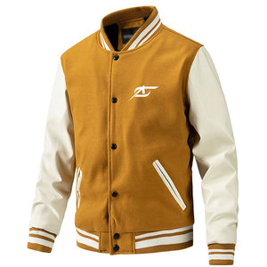 Chaqueta Letterman de Invierno para Hombre, Estilo Deportivo Clásico, Cálida, Casual, Manga Larga, Botones Cubiertos, Logotipo en la Parte Delantera - Product Image 1