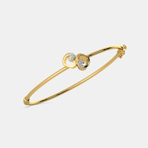 <b>Infinity</b> Curl Round Diamond Gold Open Cuff Bangle - Product Image 1