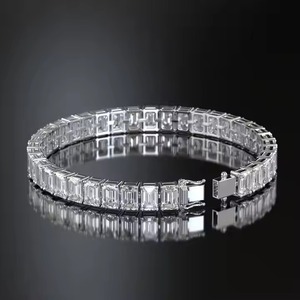 Sparkling Lab-Grown Diamond Bracelet High Quality 18K White Gold Non-Fade Hip Hop Jewelry for Men and Women - Product Image 2