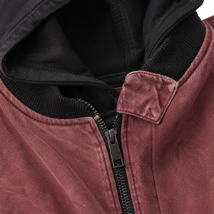 Produttore di Abbigliamento, Giacca Invernale Vintage Imbottita Personalizzata, Giacca Bomber con Zip e Ricami Applicati Effetto Lavaggio Acido per Uomo - Product Image 3