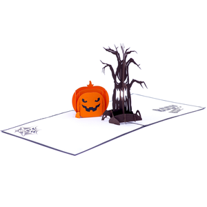 Carte de vœux 3D pop-up de luxe personnalisée, thème arbre hanté d'Halloween, faite à la main, en papier, citrouille d'Halloween, fabricant OEM/ODM - Product Image 4