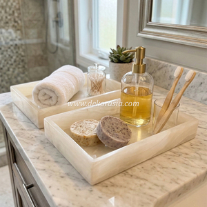 Bandeja de Lujo Moderna de Mármol para Servir Artículos de Hotel, Elegante Bandeja Decorativa para Baño y Ducha - Product Image 5