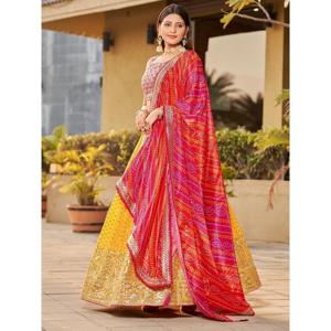 Fascinant jaune paillettes Georgette traditionnel Lehenga Choli - Product Image 5
