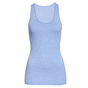 Camiseta de Tirantes Tejida de Color Sólido para Mujer, Cuello Redondo, Transpirable, Deportiva, Largo Regular, Azul Claro - Product Image 6