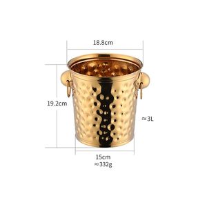 Bulk Large Capacity Hammered Stainless Steel Ice Bucket Gold Finish Rust Resistant Party <b>Drink</b> Beverage <b>Cooler</b> Champagne Bucket - Product Image 6