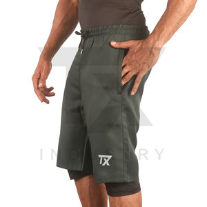 Customized Logo New Awrah Covering Activewear Sunnah Men's Halal Solid Mid Quick Dry Plain Dyed Swimming Shorts <b>Islamic</b> Swimwear - Product Image 4