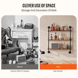 Scaffale Espositivo Industriale a 3 Livelli in Legno Rustico 32x9.84in, Mensola Galleggiante a Parete per Libri e Oggetti Vari - Product Image 5