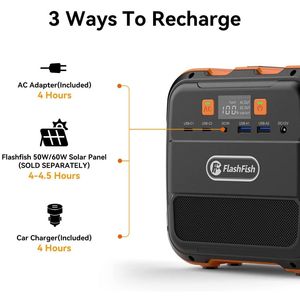 Estación de Energía Portátil Flashfish de 120W, 98Wh/26400mAh, Generador Solar, AC/DC/Tipo C/USB/Linterna, Batería de Respaldo - Product Image 5